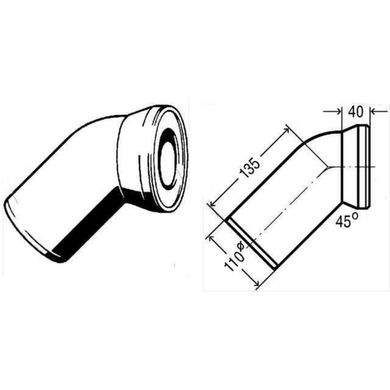 Колено для унитаза 45° пластик Ø110 VIEGA 101718