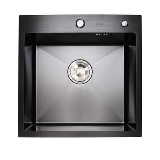 Кухонна мийка Platinum Handmade PVD чорна 500х500х220 (3,0/1,5 мм корзина та дозатор в комплекті)