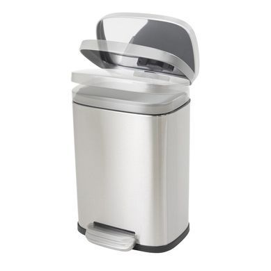 Мусорное ведро с плавным закрытием прямоугольное Mixxus Bevel-TC0112 SS Color 12л цвет нержавейка (MI7087)