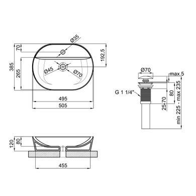 Раковина-чаша Qtap Scorpio 505x385x120 White с донным клапаном QT14112202W
