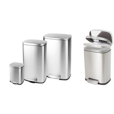 Мусорное ведро с плавным закрытием прямоугольное Mixxus Bevel-TC0112 SS Color 12л цвет нержавейка (MI7087)