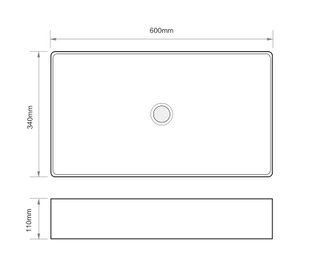 Раковина накладна Mixxus Premium QUADRO-0107 EDGE BLACK 600х340х110mm (MP6521)