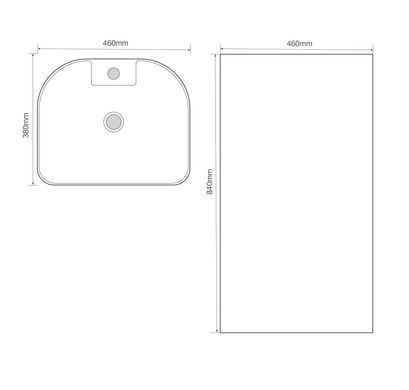 Раковина моноблок MIXXUS PREMIUM DIVERSE-1102 MARBLE 460х380х840mm з отвором під змішувач та переливом (MP6576)