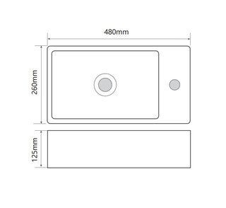 Раковина накладна Mixxus Premium QUADRO-0207 480х260х125mm з отвором під змішувач (MP6503)