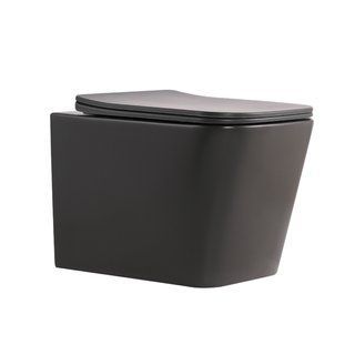 Унитаз подвесной Tern Ultra Quiet 490&times;365&times;325&nbsp;мм, Anthracite, с сиденьем Slim Duroplast / Soft-close / Quick Release QT17332303ASAN Qtap