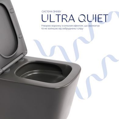 Унитаз подвесной Tern Ultra Quiet 490&times;365&times;325&nbsp;мм, Anthracite, с сиденьем Slim Duroplast / Soft-close / Quick Release QT17332303ASAN Qtap