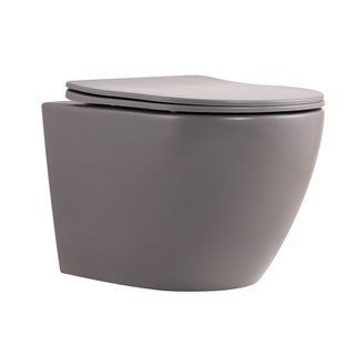 Унитаз подвесной Robin Ultra Quiet 490&times;365&times;325&nbsp;мм, Stone Grey, с сиденьем Slim Duroplast / Soft-close / Quick Release QT13332381АSSG Qtap