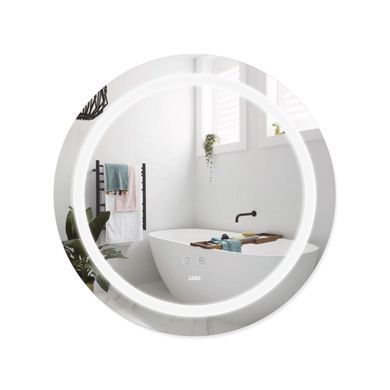 Дзеркало Lidz Aria R600 з LED-підсвічуванням Touch, з антизапотіванням, з диммером, рег.