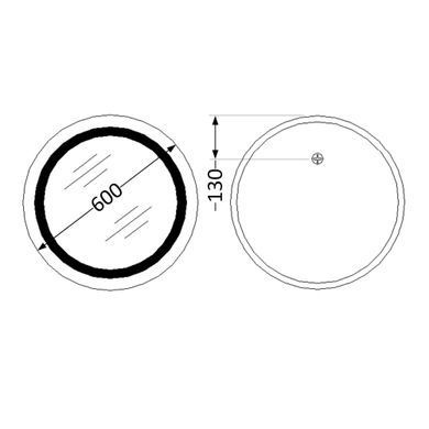 Дзеркало Lidz Aria R600 з LED-підсвічуванням Touch, з антизапотіванням, з диммером, рег.