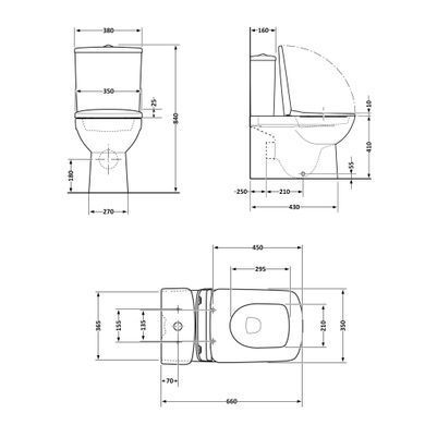 Унитаз-компакт Qtap Kalao безободковый с сиденьем Soft-close QT08221213AW