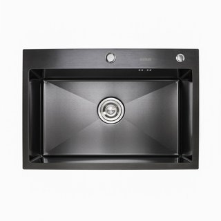 Кухонна мийка Platinum Handmade PVD 650х450х220 чорна (товщина 3.0/1.5 кошик та дозатор у комплекті)