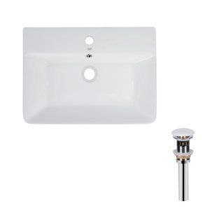 Комплект Qtap Virgo: Раковина подвесная прямоугольная 600x420x140 мм White + Донный клапан PU02O