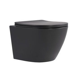 Унитаз подвесной Robin Ultra Quiet 490&times;365&times;325&nbsp;мм, Anthracite, с сиденьем Slim Duroplast / Soft-close / Quick Release QT13332381АSAN Qtap