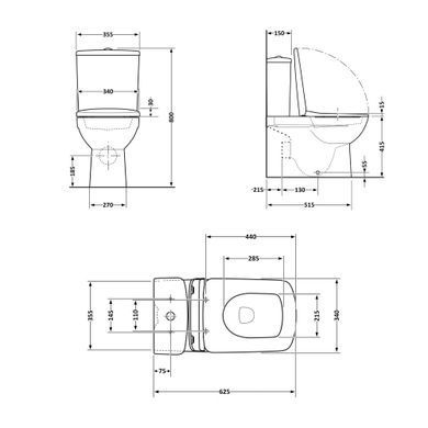 Унитаз-компакт Qtap Nando безободковый с сиденьем Soft-close QT12221222AW