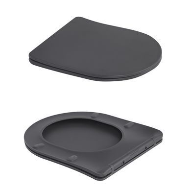 Унитаз подвесной Robin Ultra Quiet 490&times;365&times;325&nbsp;мм, Anthracite, с сиденьем Slim Duroplast / Soft-close / Quick Release QT13332381АSAN Qtap