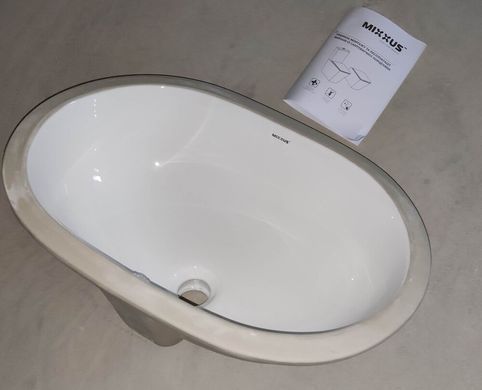 Раковина врізна під стільницю MIXXUS PREMIUM ELLIPSE-1701 570х385х205mm з переливом (MP6566)