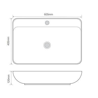 Раковина накладна Mixxus Premium BEVEL-0203 600х405х120mm з отвором під змішувач (MP6513)