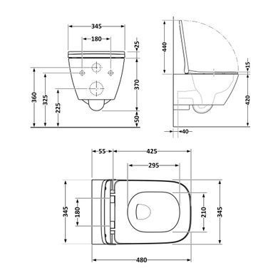 Унитаз подвесной Tern Ultra Quiet 490&times;365&times;325&nbsp;мм, Beige, с сиденьем Slim Duroplast / Soft-close / Quick Release QT17332303ASSB Qtap