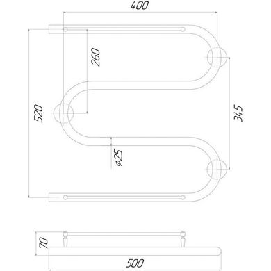 Электрический полотенцесушитель Q-tap Snake shelf (CRM) 500x500 LE