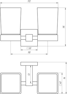Стакан квадратный двойной в ванную Globus Lux SQ 9428, Нержавейка