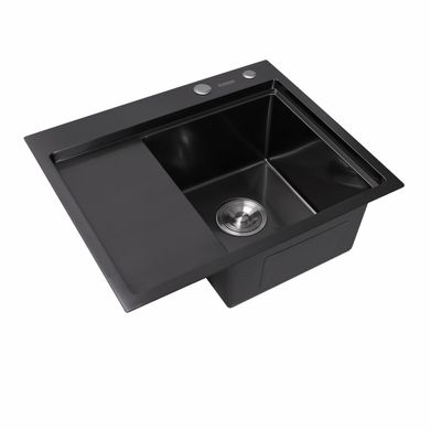 Кухонная мойка Platinum Handmade PVD 580х480х220 R черная (толщина 3,0/1,5 мм корзина и дозатор в комплекте)