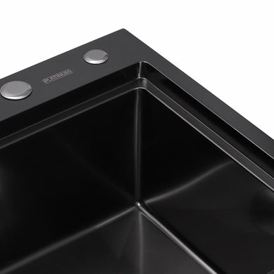 Кухонная мойка Platinum Handmade PVD 580х480х220 R черная (толщина 3,0/1,5 мм корзина и дозатор в комплекте)