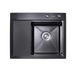 Кухонна мийка Platinum Handmade PVD 580х480х220 R чорна (товщина 3,0/1,5 мм корзина та дозатор в комплекті)
