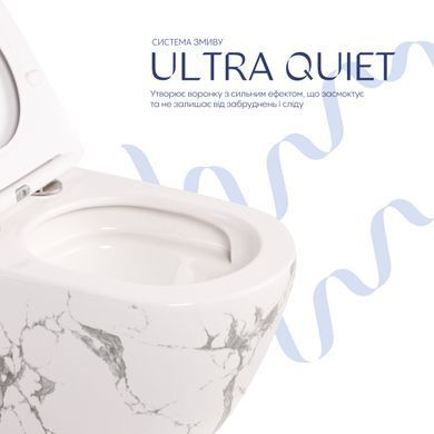 Унитаз подвесной Robin Ultra Quiet 490&times;365&times;325&nbsp;мм, Marble, с сиденьем Slim Duroplast / Soft-close / Quick Release QT13332381АSMR Qtap