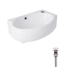 Комплект Qtap Leo: Раковина подвесная овальная правая 430x285x160 мм White + Донный клапан PU02O