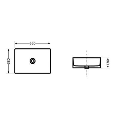 Раковина накладная Qtap Virgo N прямоугольная без донного клапана WHITE QT18116308W
