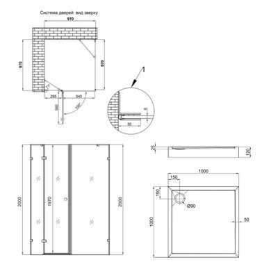 Набор Qtap душевая кабина Capricorn CRM1011SC6 Clear 2020x1000x1000 мм + поддон Tern 301112 100x100x12 см с сифоном