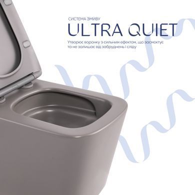 Унитаз подвесной Tern Ultra Quiet 490&times;365&times;325&nbsp;мм, Stone Grey, с сиденьем Slim Duroplast / Soft-close / Quick Release QT17332303ASSG Qtap