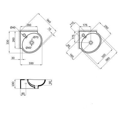 Раковина Qtap Leo 380x360x130 White QT11115010WN