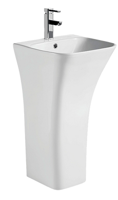 Раковина моноблок Mixxus BEVEL-1101 з отвором під змішувач та переливом 450х435х835mm (MI6697)