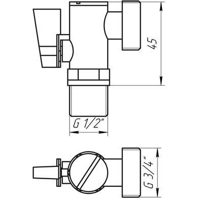Кран кульовий кутовий з фільтром SOLOMON 1/2&Prime;x3/4&Prime; А7041(7043)
