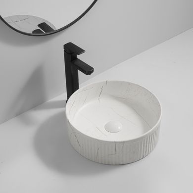 Раковина накладна Mixxus Premium WAVE-0102 MARBLE 370х370х130mm (MP6528)