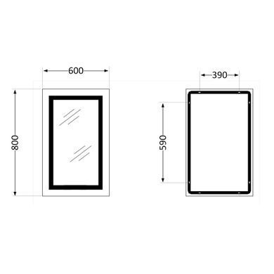 Дзеркало Qtap Cardinal 600х800 з LED-підсвічуванням Touch, з антизапітнінням, з диммером, рег. темп. кольори (3000-6500K) Reverse QT0478C6080