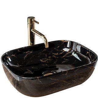 Накладений умивальник Rea Belinda 33,5x46,5 black marble shiny