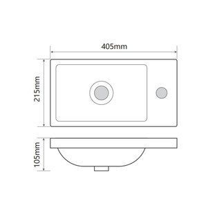 Раковина меблева Mixxus Premium QUADRO-1501 400х215х105mm з отвором під змішувач (MP6502)