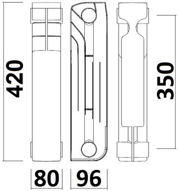 Радиатор биметаллический секционный QUEEN THERM 350/96 (кратно 10)