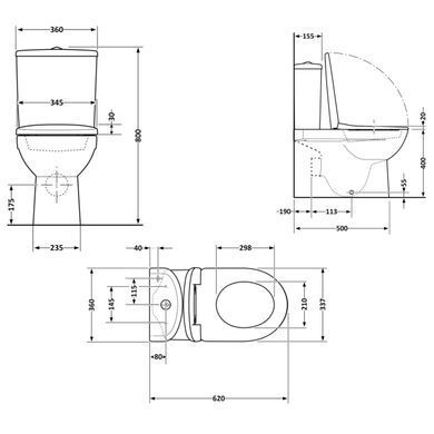 Унитаз напольный Qtap Stork Ultra Quiet 630&times;350&times;805 мм с сиденьем Soft-close, White QTSTO27W49260
