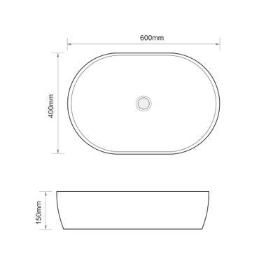 Раковина накладна MIXXUS PREMIUM ELLIPSE-0105 600х400х150mm (MP6563)