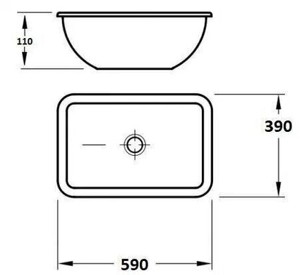 Раковина врізна прямокутна Adamant PLAIN 590Х390 СIРА