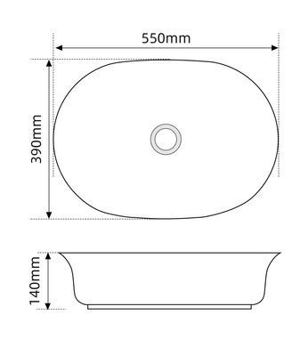 Раковина накладна Mixxus Premium ELLIPSE-0103 550х390х140mm (MP6553)