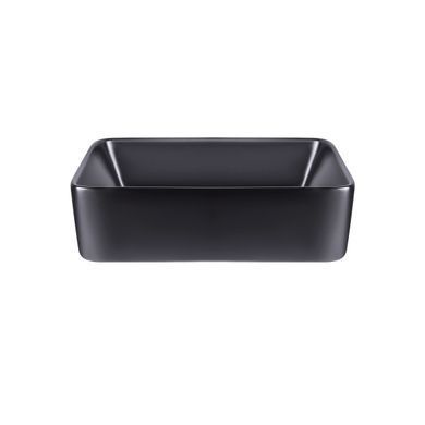 Раковина-чаша Qtap Tern 475х370х140 Matt black с донным клапаном QT172074MBMB