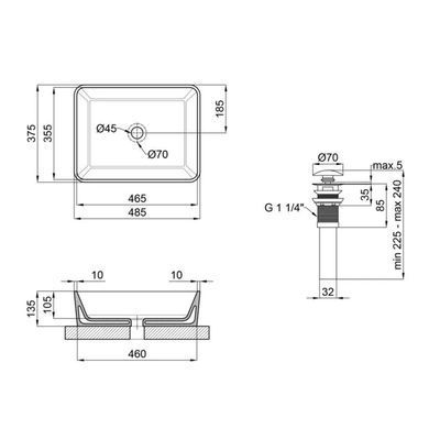 Раковина-чаша Qtap Tern 475х370х140 Matt black с донным клапаном QT172074MBMB