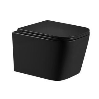 Унитаз подвесной Qtap Crow Ultra Quiet 485&times;340&times;290 мм, Matt Black, с сиденьем Slim Duroplast/ Soft-close/ Quick Release QT05335171MB