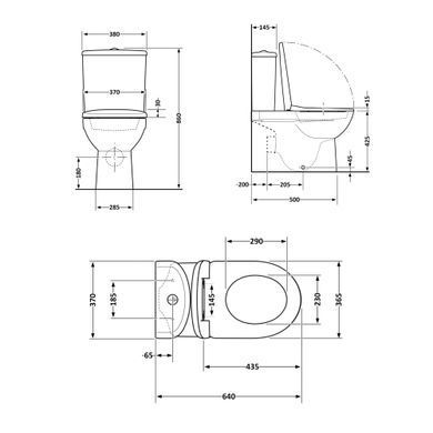 Унитаз напольный Qtap Swan Ultra Quiet с сидением Soft-close 640x360x835 мм QT16222182TW White