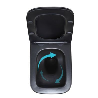 Унитаз подвесной Qtap Crow Ultra Quiet 485&times;340&times;290 мм, Matt Black, с сиденьем Slim Duroplast/ Soft-close/ Quick Release QT05335171MB