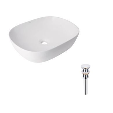 Комплект Qtap Aquarius: Раковина накладная прямоугольная 470x380x120 мм White + Донный клапан PU02